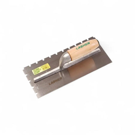 Tilers Trowel with a Notched Wood Handle - 6 X 6 X 19