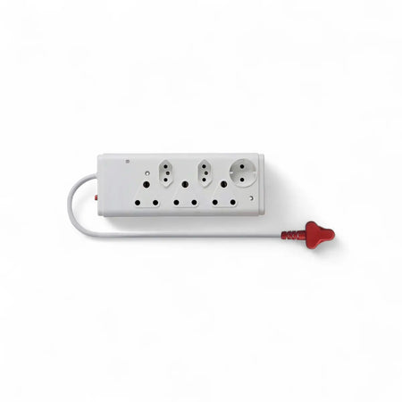 Lesco Multiplug 6 Way+Single Pole Wht Cutoff Switch H05Vv-F Switch Socket