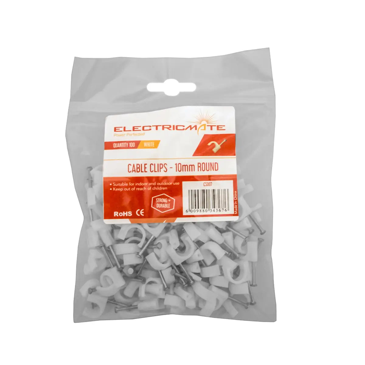 Round cable clips 10mm 100 pack