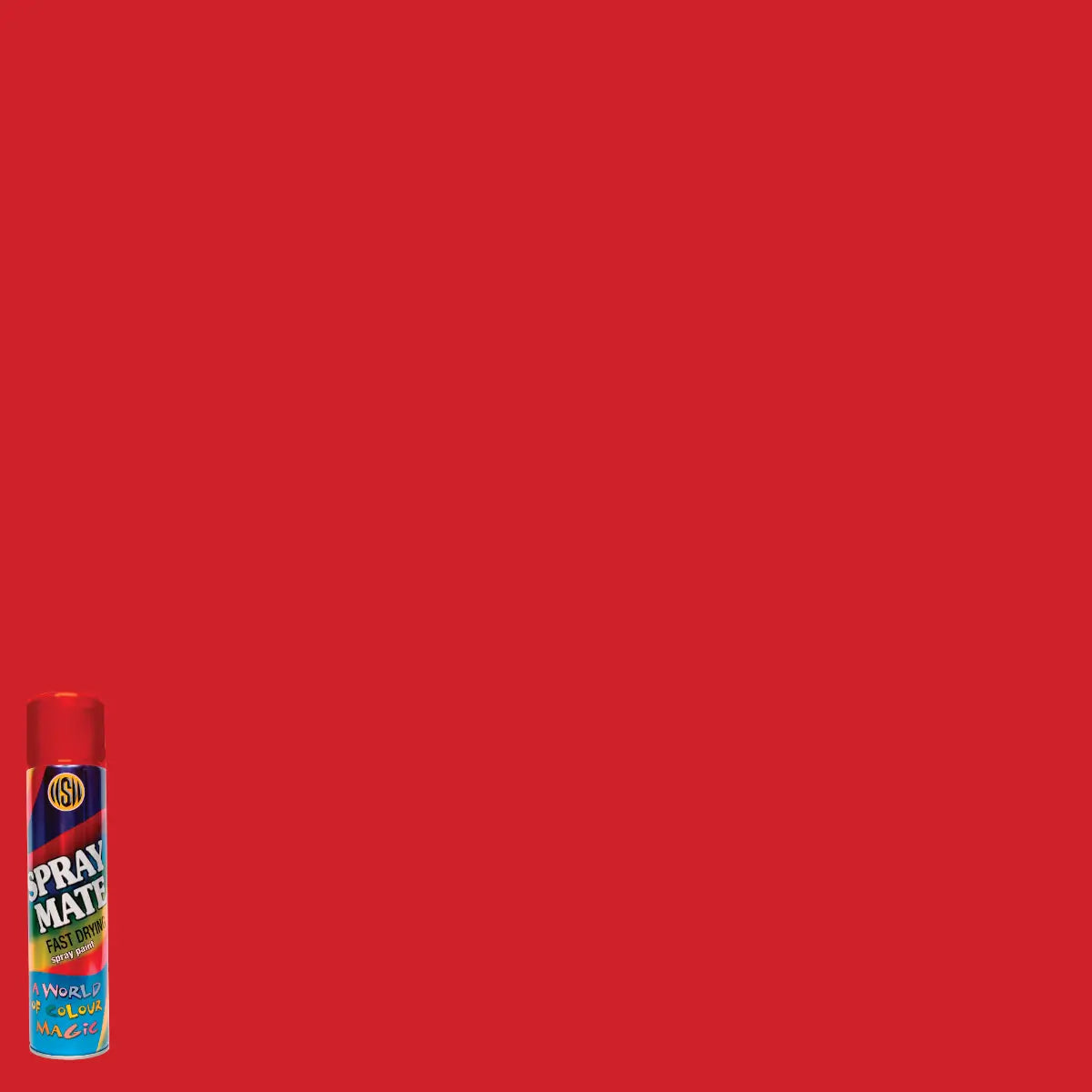 Signal red spray paint can