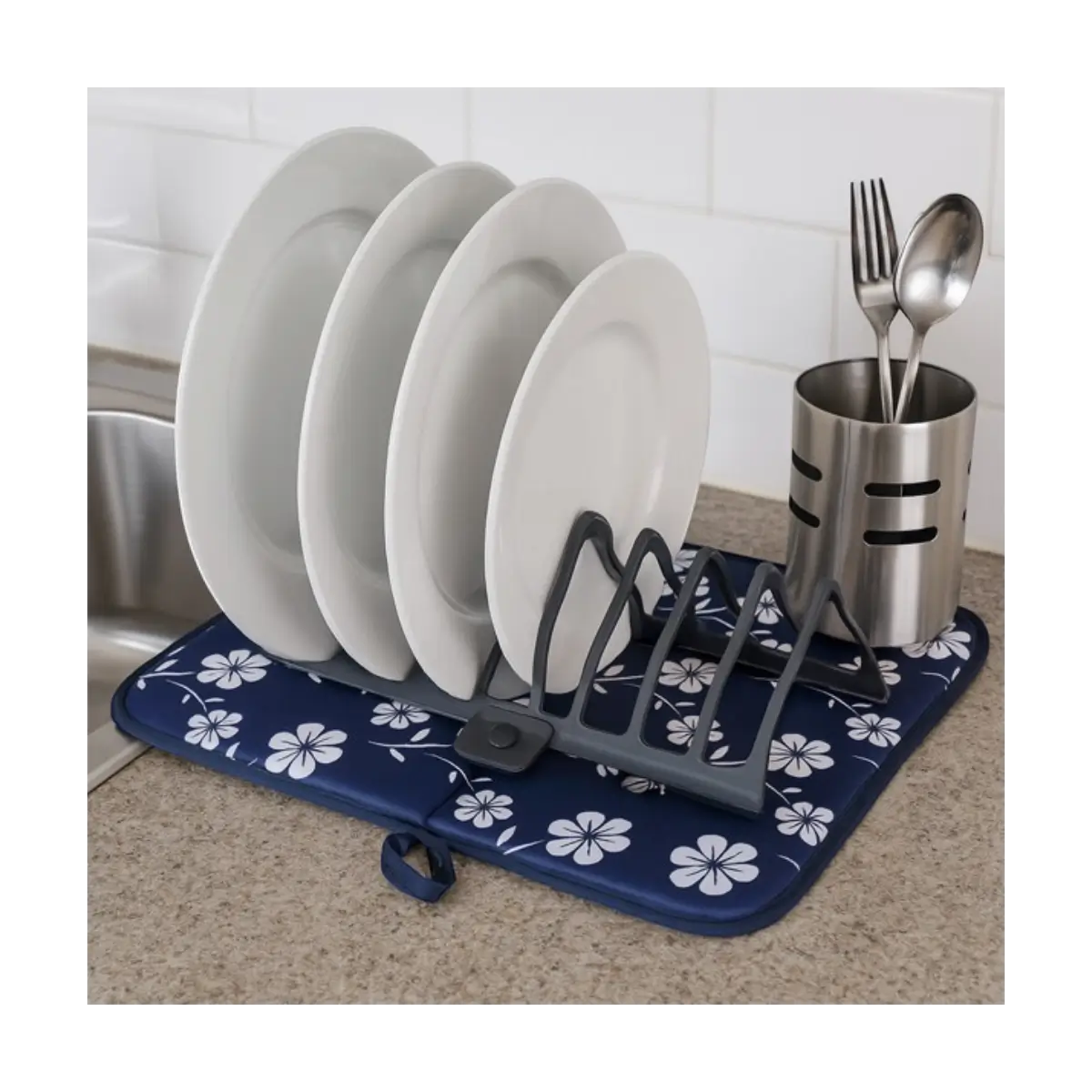 Foldable dish drying rack mat