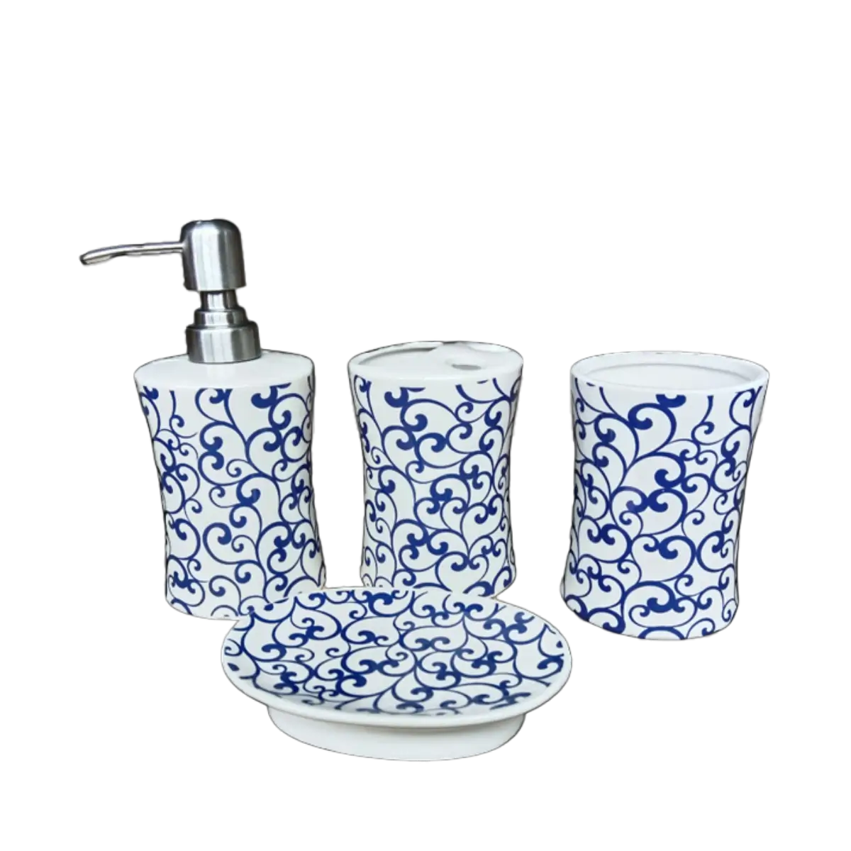 Four piece bathroom accessory set