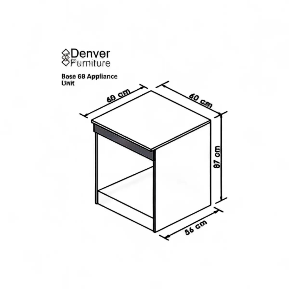 Modular Standard 600mm Appliance Base Cabinet - Vermont Slate