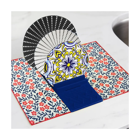 Dish drying rack with mat set