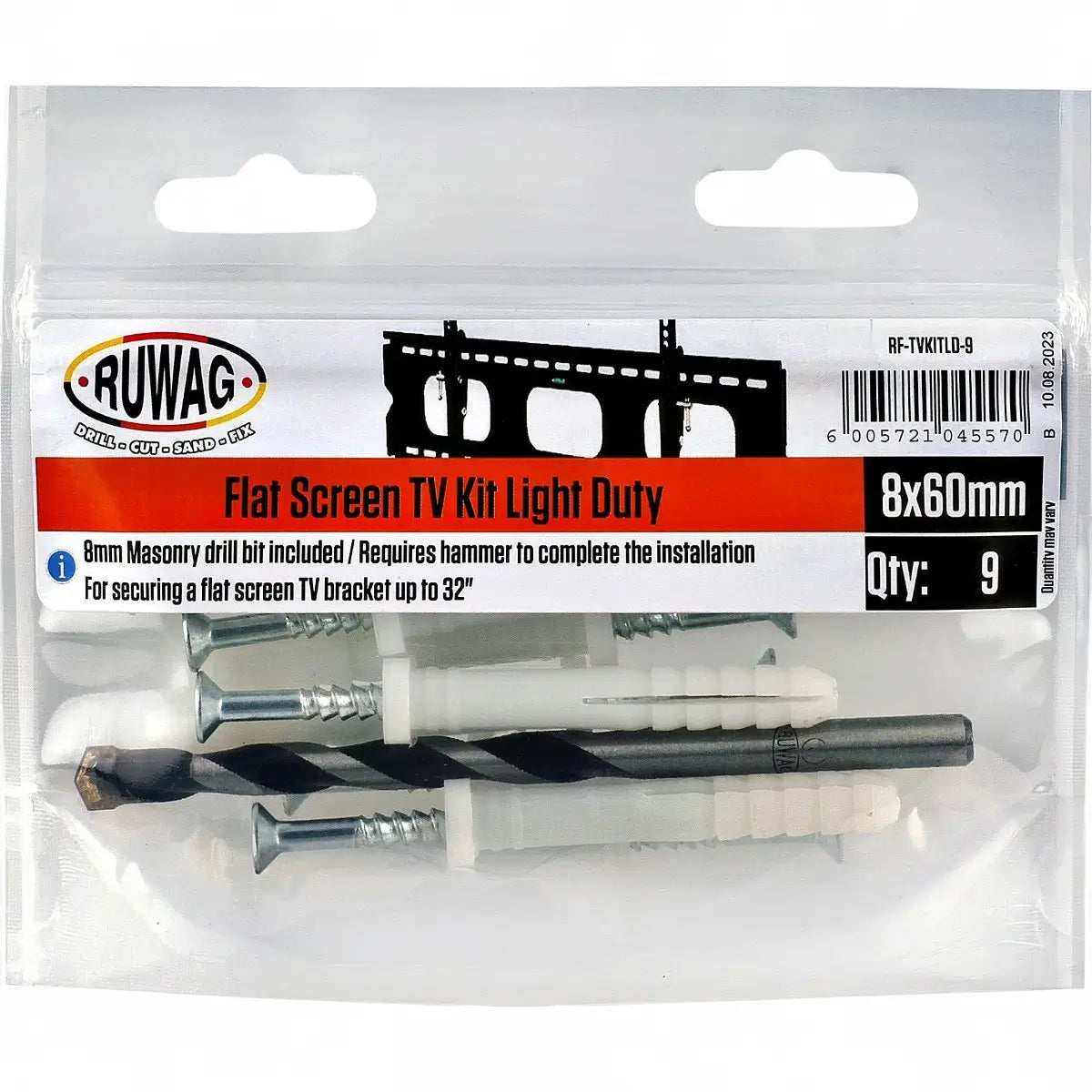 Light Duty Flat Screen Tv Wall Mount Fastener Kit (9-Piece)