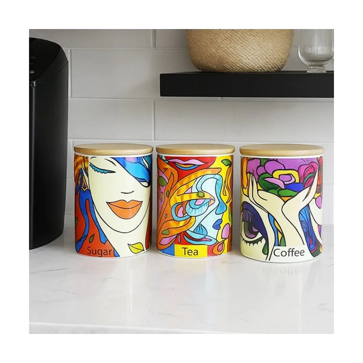 Ceramic kitchen canister set
