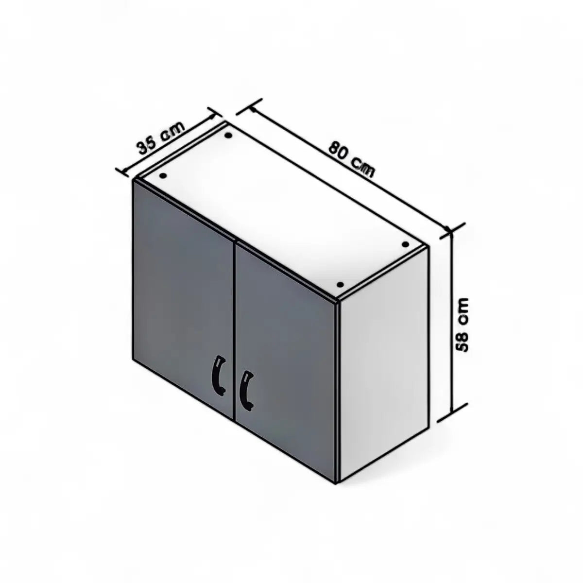 Modular Standard 800mm Wall Cabinet - 2 Door White