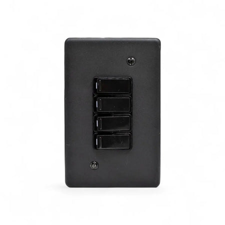 Lesco 100X50Mm 4 Lever Switch Matt Black Light Switches