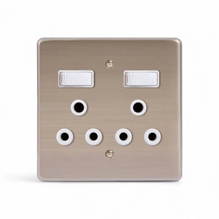 Lesco Switch Socket Dbl 100X100Mm White Sabs Switch Socket