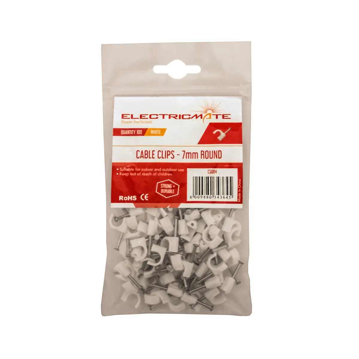 7mm round cable clips 100 pack