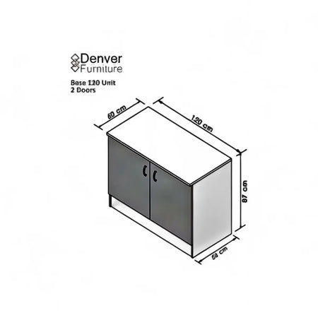 Modular Standard 1200mm Base Cabinet - 2 Door Vermont Slate