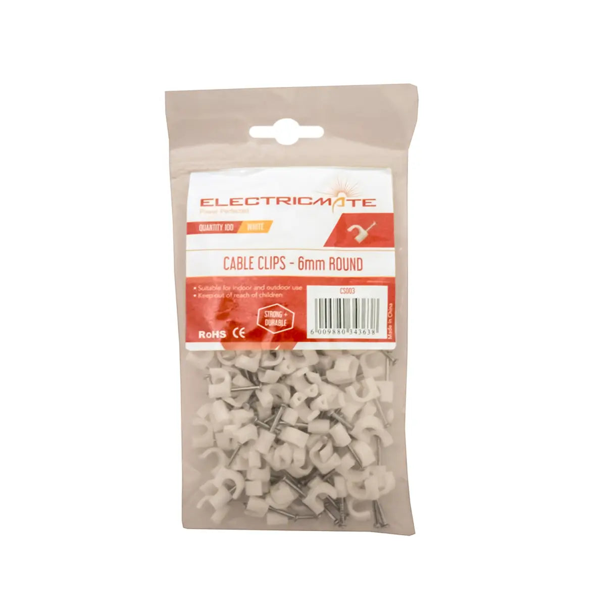 6mm round cable clips 100pack