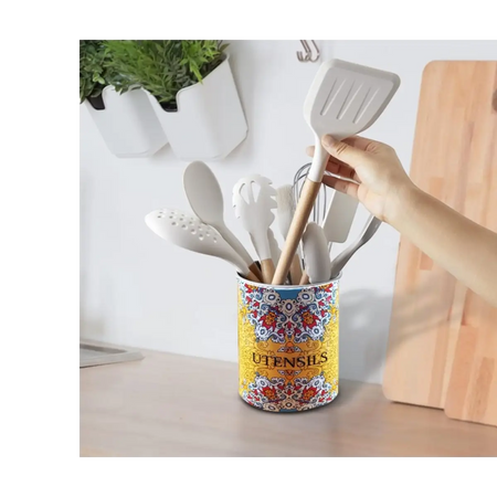 Ceramic utensil storage crock