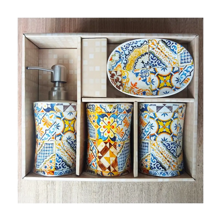 Four piece bathroom accessory set
