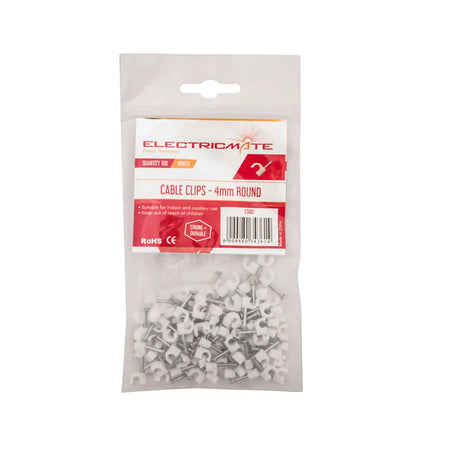 Round cable clips 4mm 100 pack