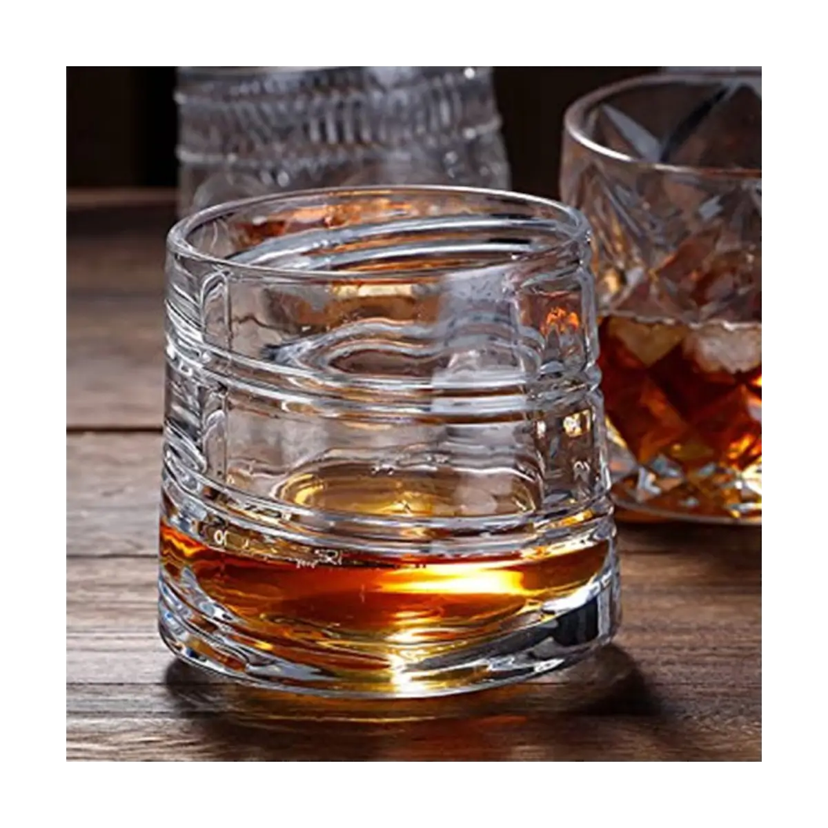 Spinning whiskey glasses set