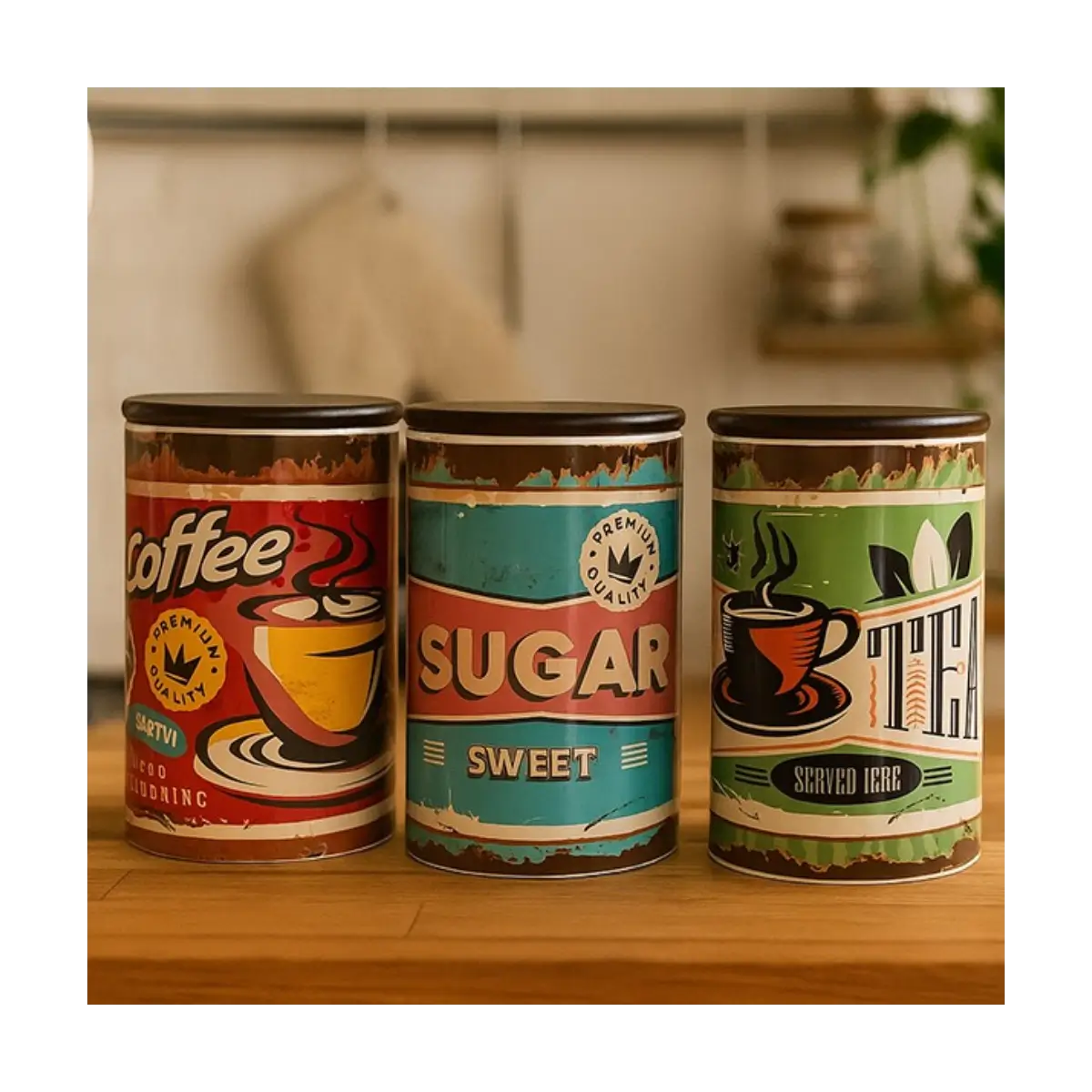 Ceramic kitchen canister set