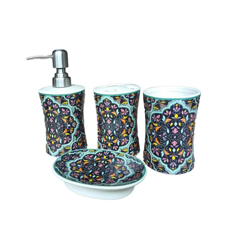 Four piece bathroom accessory set