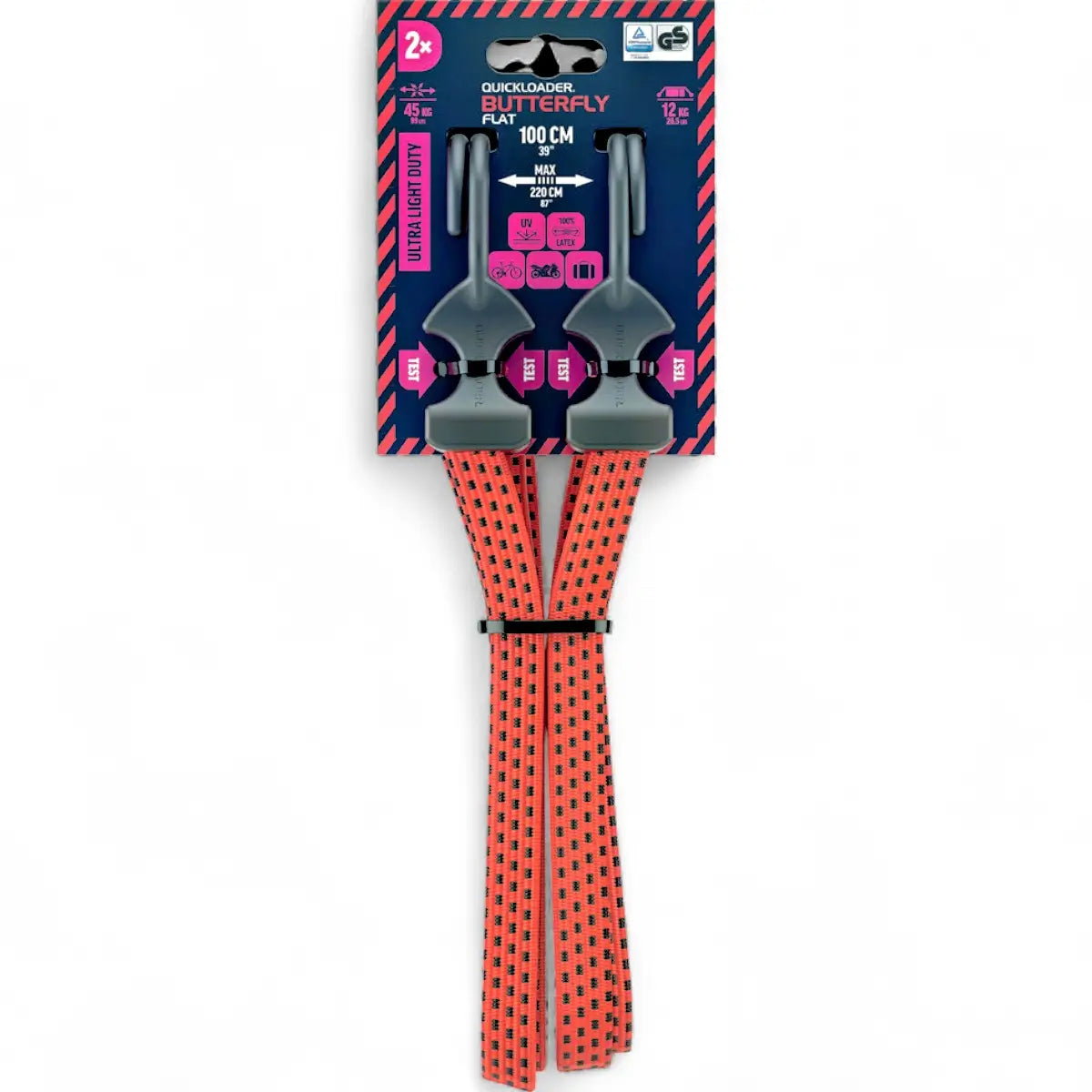 Quickload Butterfly Flat Bungee Cord (45Kg) - 100Cm X 18mm (2-Pack)