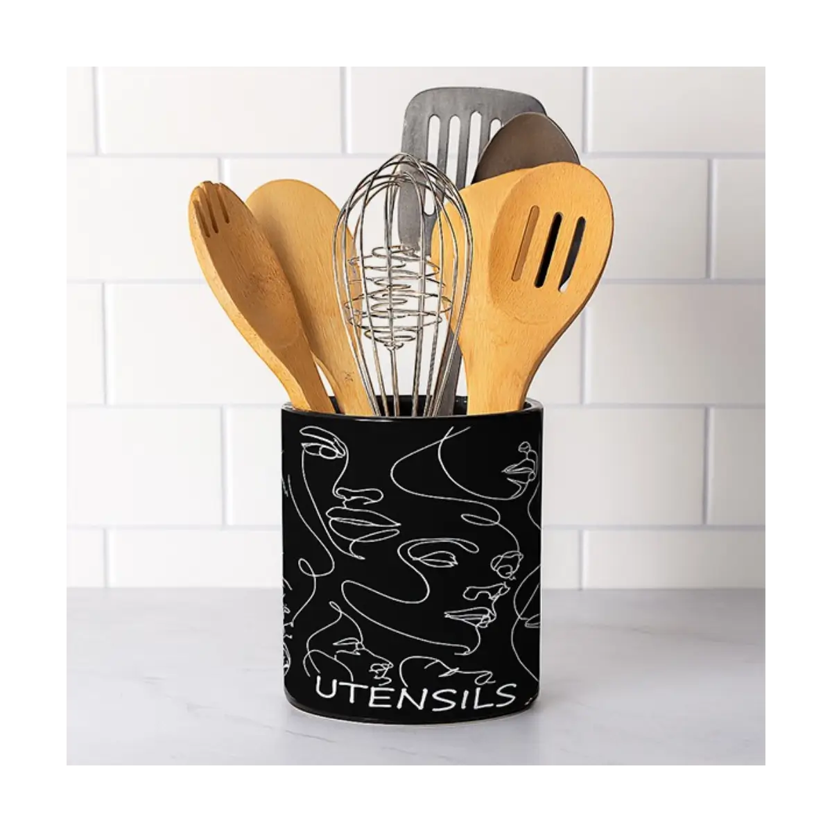 Ceramic countertop utensil crock