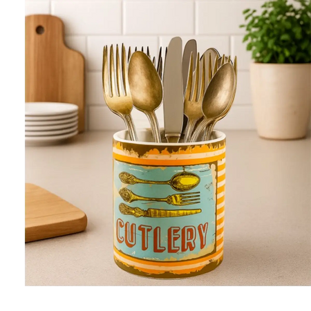 Wooden kitchen cutlery holder