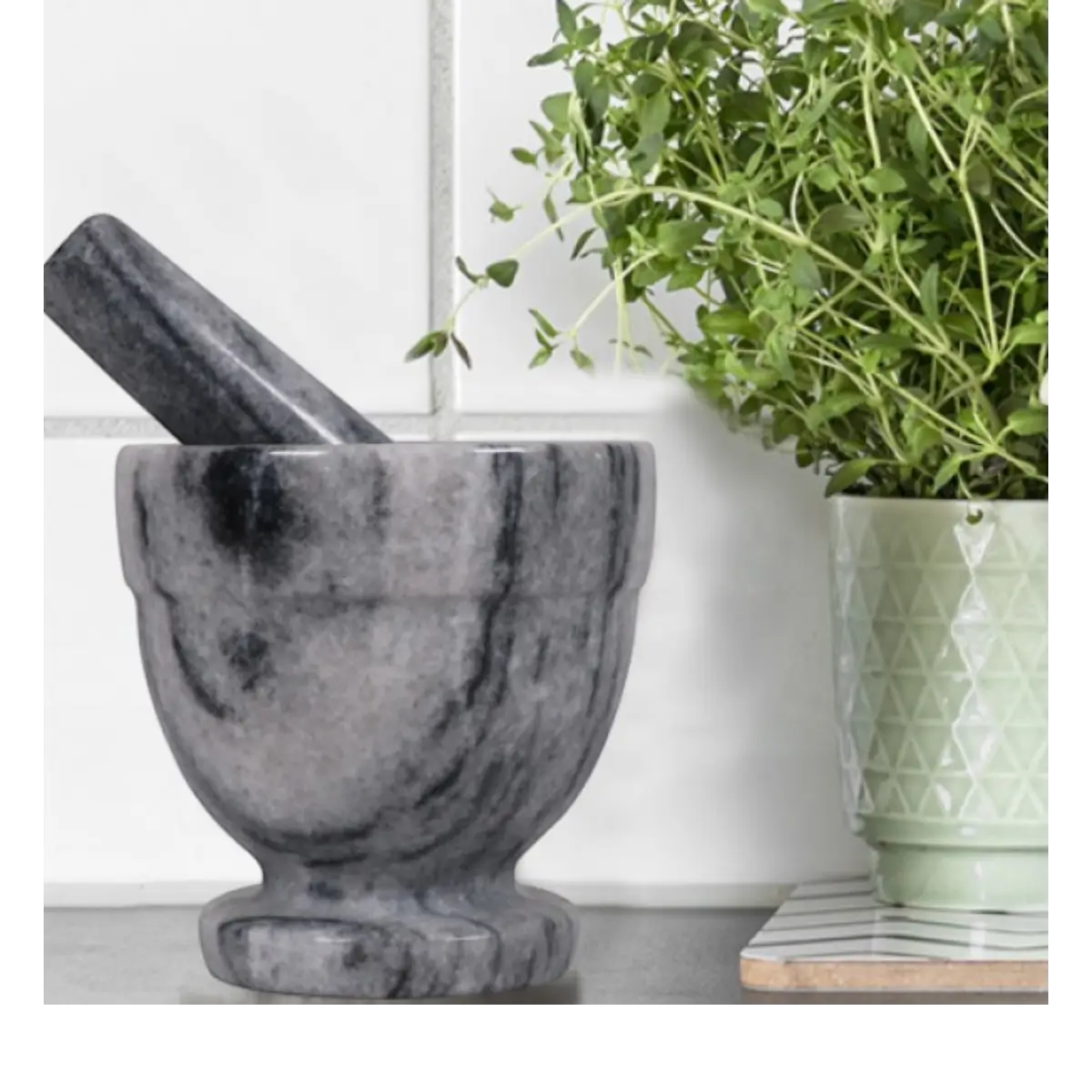 Stone mortar and pestle set