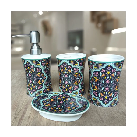 Four piece bathroom accessory set