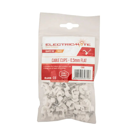 Flat cable clips 85mm pack