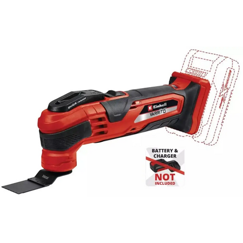 einhell varrito cordless multifunction tool in red and black with metal blade attachment and not included battery and