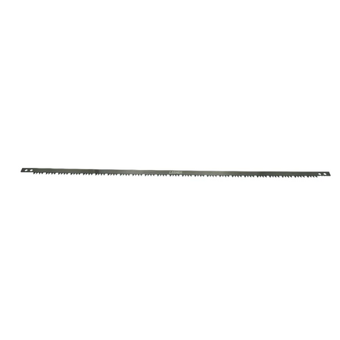 Lasher bow saw blade laid flat with teeth along the edge and holes at both ends