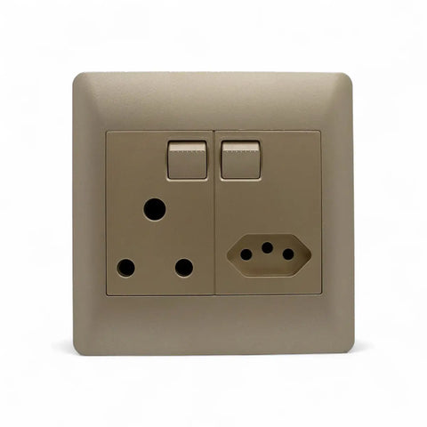 Lesco Apollo 100 X100 1X16Mma Sgl Soc & 1Xiec Elegant Gold Switch Socket