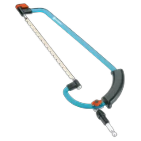 Gardena combisystem bow saw with blue frame and metal blade