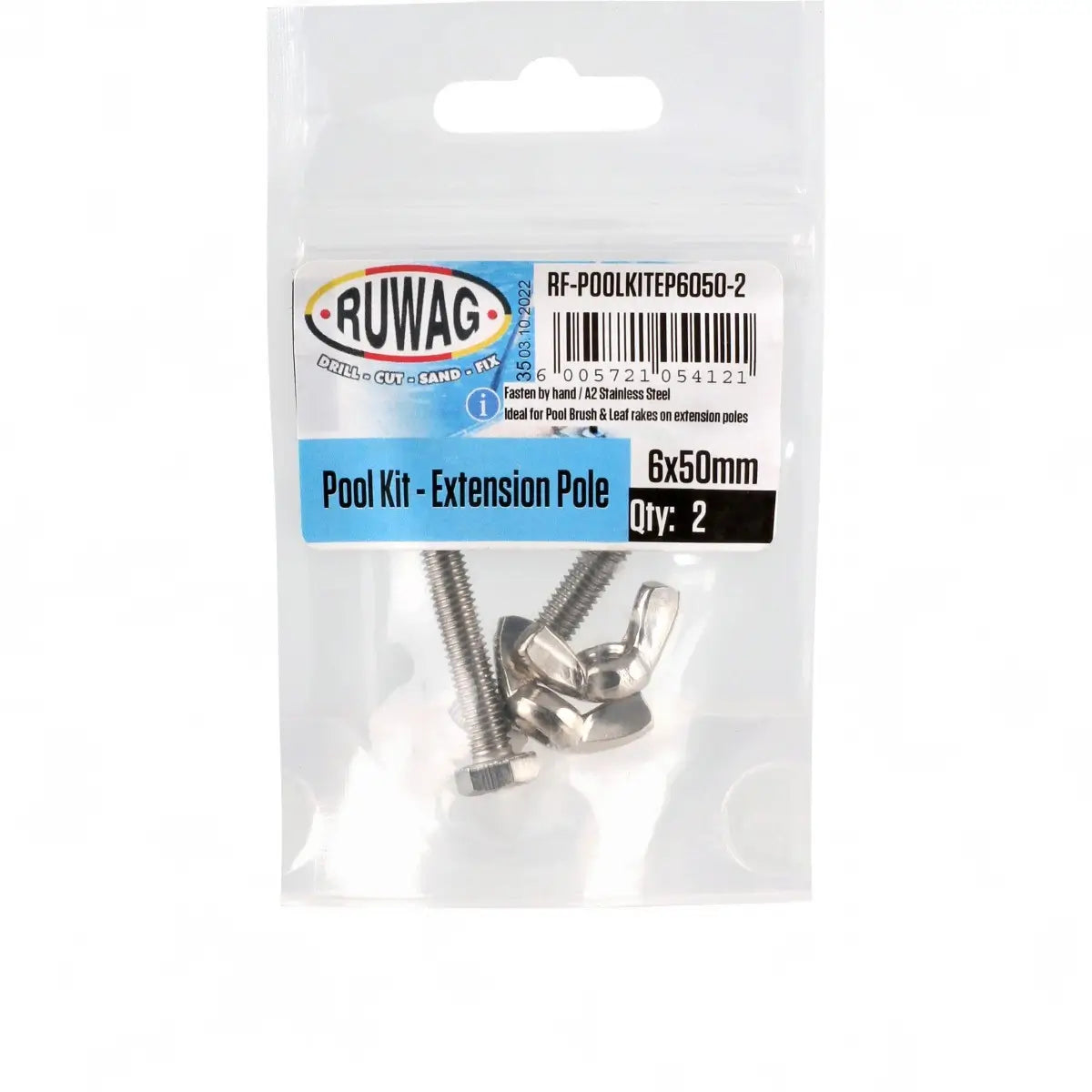 Pool Extension Pole Fastener Kit - 6.0 X 50mm (2-Pack)