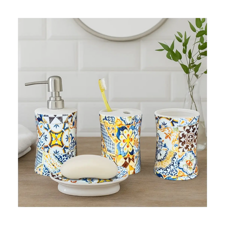 Four piece bathroom accessory set