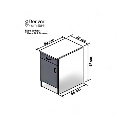 Modular Standard 400mm Base Cabinet - 1 Drawer 1 Door Vermont Slate