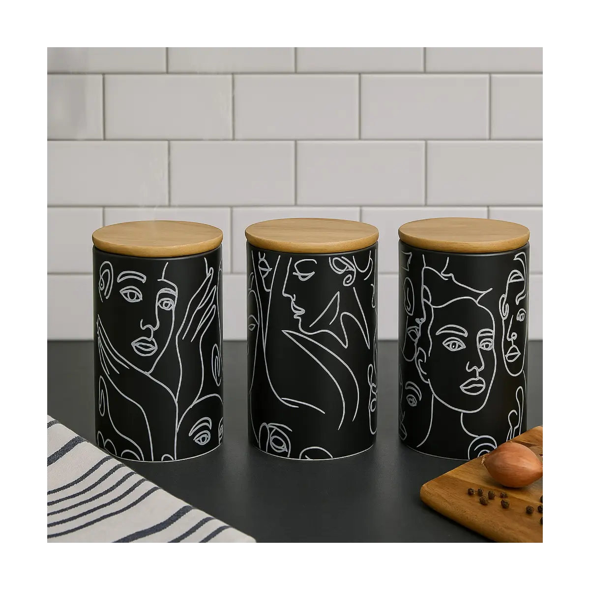 Ceramic kitchen canister set