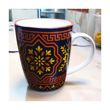 Patterned ceramic coffee mug