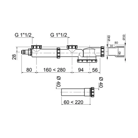Double sink trap with extension