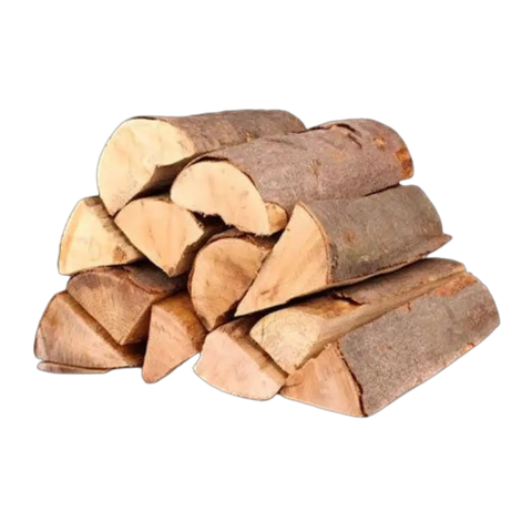 pile of split firewood logs stacked on a black background