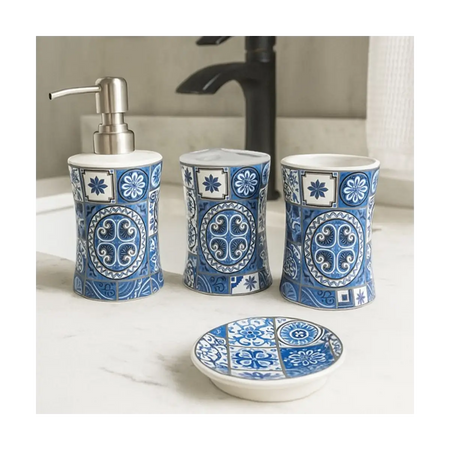 Four piece bathroom accessory set