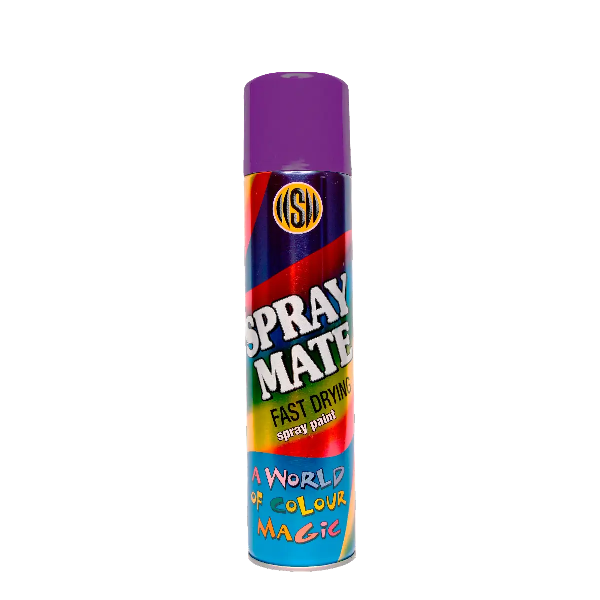 Violet spray paint can