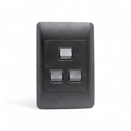 Lesco Switch Apollo 100X50Mm 3Lever 1Wâ Â Edgy Sapphire Blk Light Switches