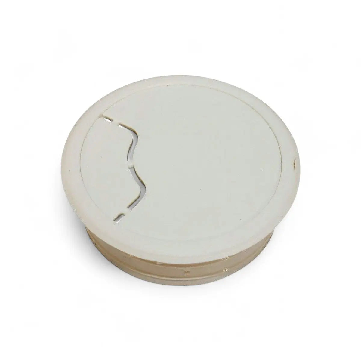White Plastic Cable Desk Outlet (Single)