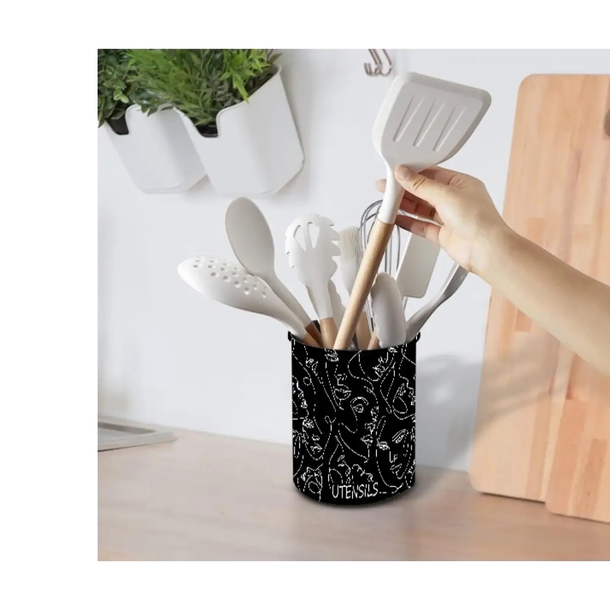 Ceramic utensil storage crock