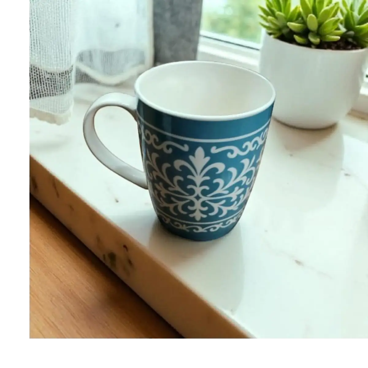 Patterned ceramic coffee mug