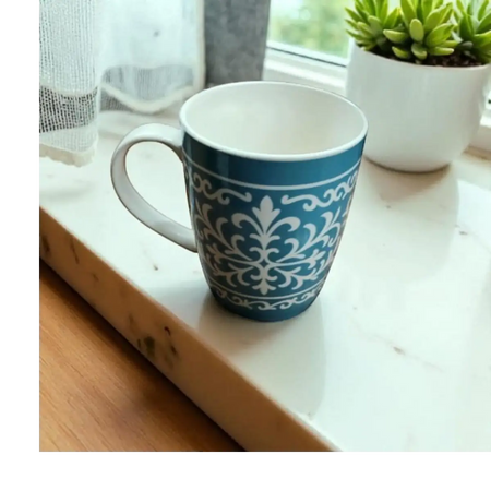 Patterned ceramic coffee mug