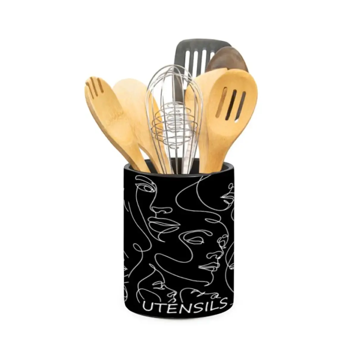 Ceramic utensil holder crock