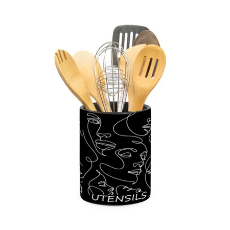 Ceramic utensil holder crock