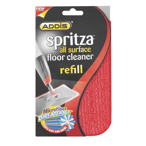 Addis spritza all surface floor cleaner refill package with red microfiber mop head