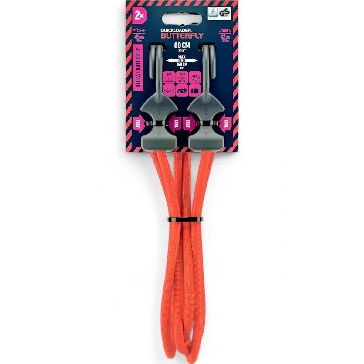 Quickload Butterfly Bungee Cord (45Kg) - 80Cm X 8mm (2-Pack)